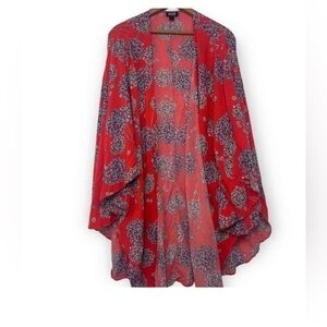 ANA Orange/Red Duster Coverup beach resort pool, lightweight plus size SM floral